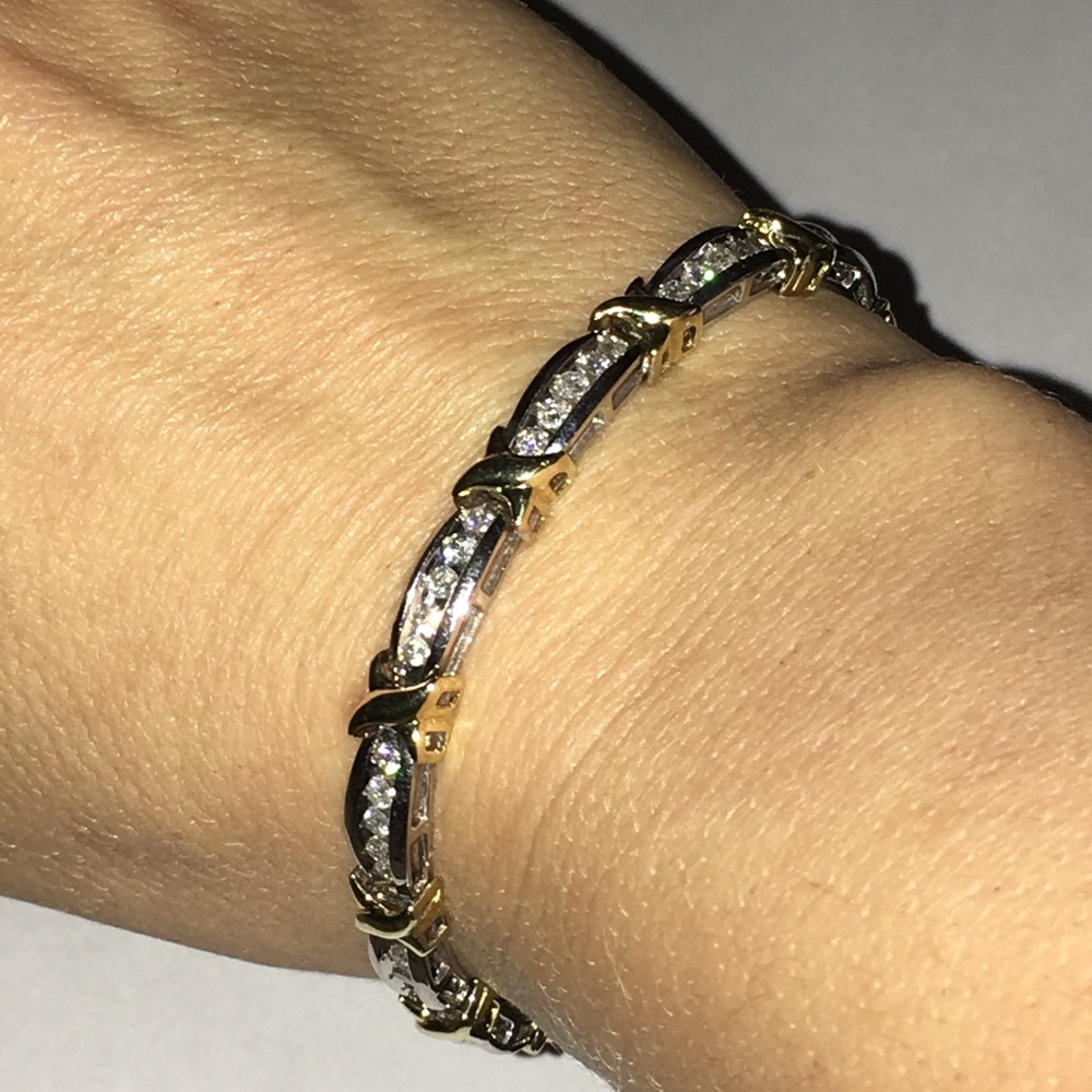 10k Gold 2 Tone 2ct Diamond Bracelet